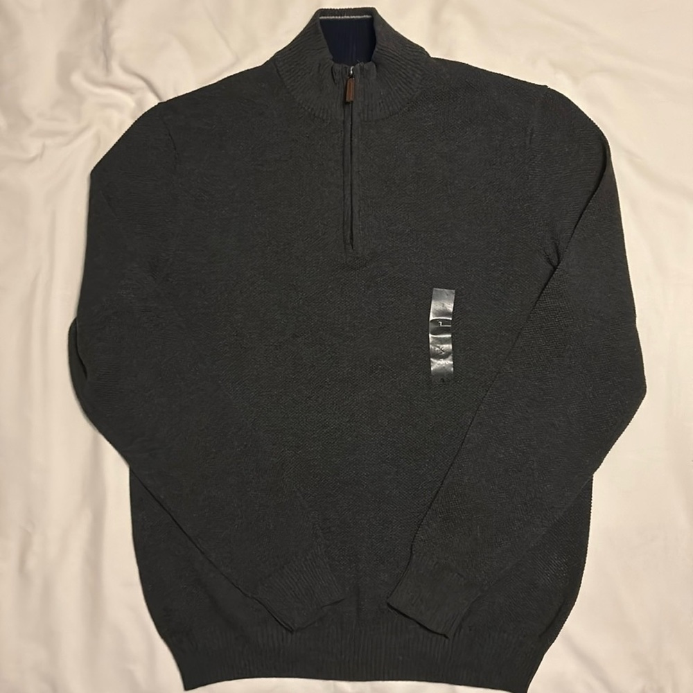 Club Room Long Sleeve 1/4 Zip Pullover Sweater Large Gray